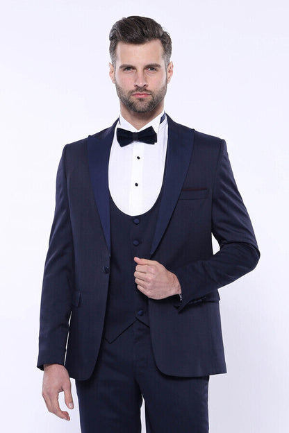 Detachable Lapel Navy Suit