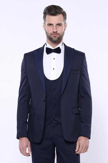 Detachable Lapel Navy Suit