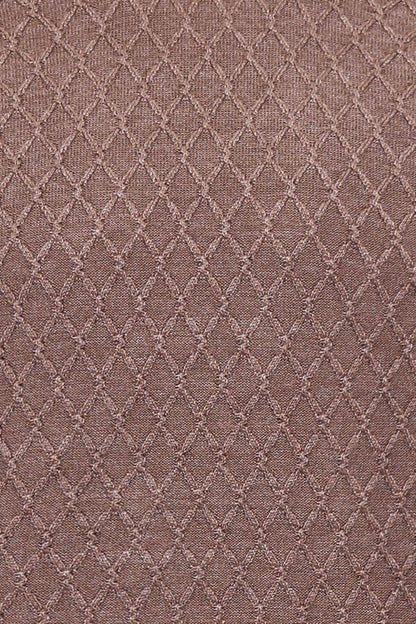 Diamond Pattern Circle Neck Beige Sweater - Wessi