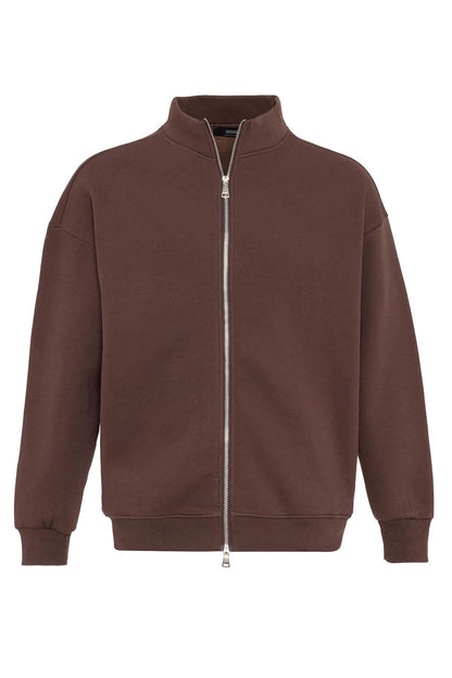 KOALA SYDNEY Men's Brown High Collar Double Zipper Closure Sweatshirt
