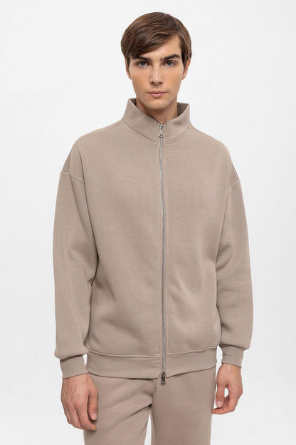 KOALA SYDNEY Men's Mink High Collar Double Zipper Closure Sweatshirt