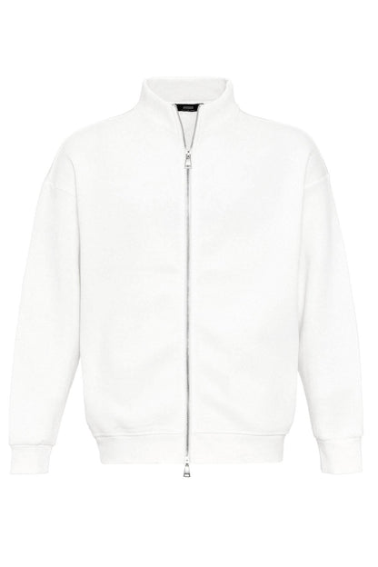 KOALA SYDNEY Men's Ecru High Collar Double Zipper Closure Sweatshirt