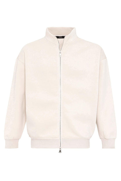 KOALA SYDNEY Men's Beige High Collar Double Zipper Closure Sweatshirt