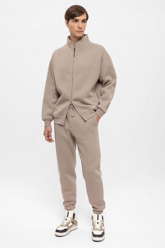 KOALA SYDNEY Men's Mink High Collar Double Zipper Closure Sweatshirt