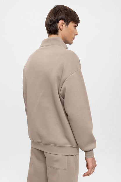 KOALA SYDNEY Men's Mink High Collar Double Zipper Closure Sweatshirt