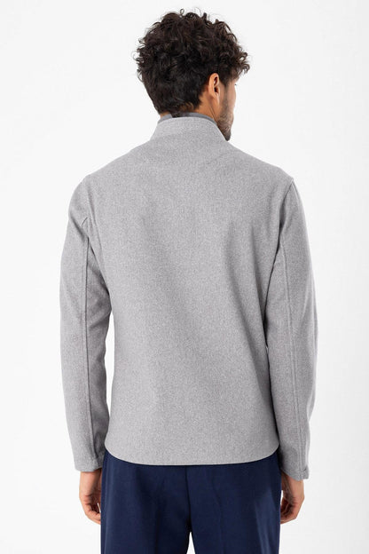Men's Light Grey High Collar Cashmere Coat