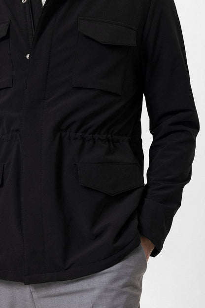 Men's Black Stand Collar Safari Jacket