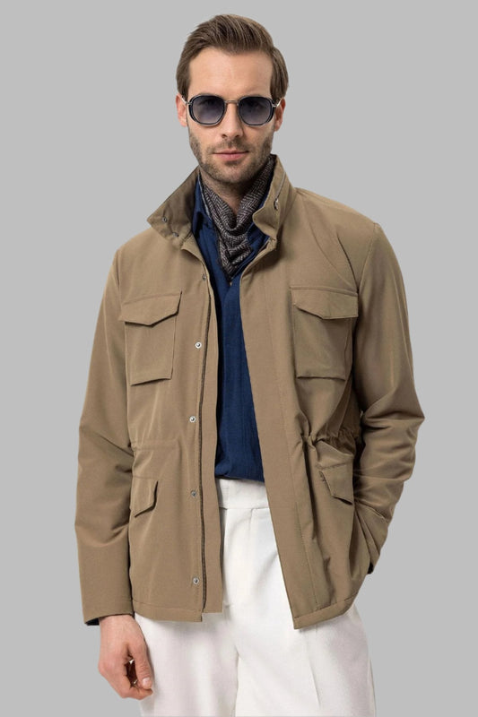 KOALA SYDNEY Men's Light Khaki Stand Collar Safari Jacket