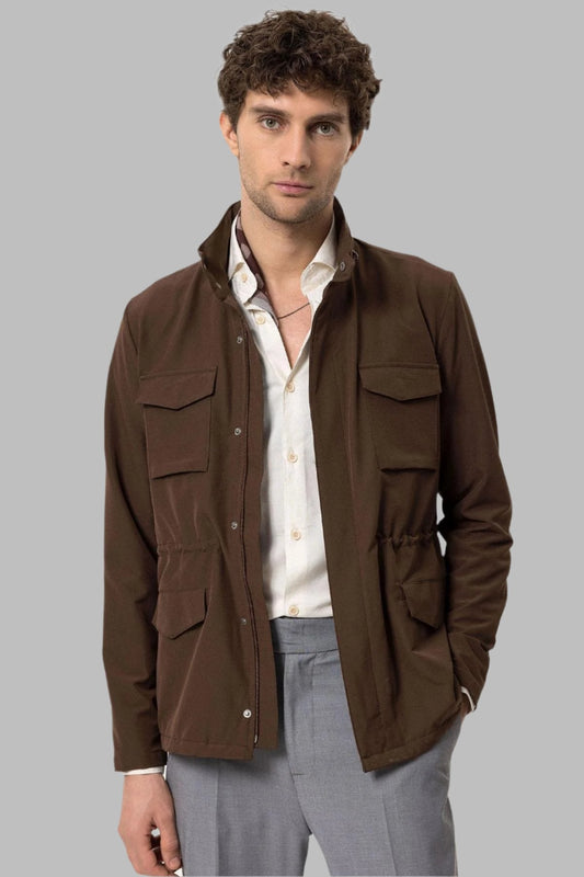 KOALA SYDNEY Men's Brown Stand Collar Safari Jacket
