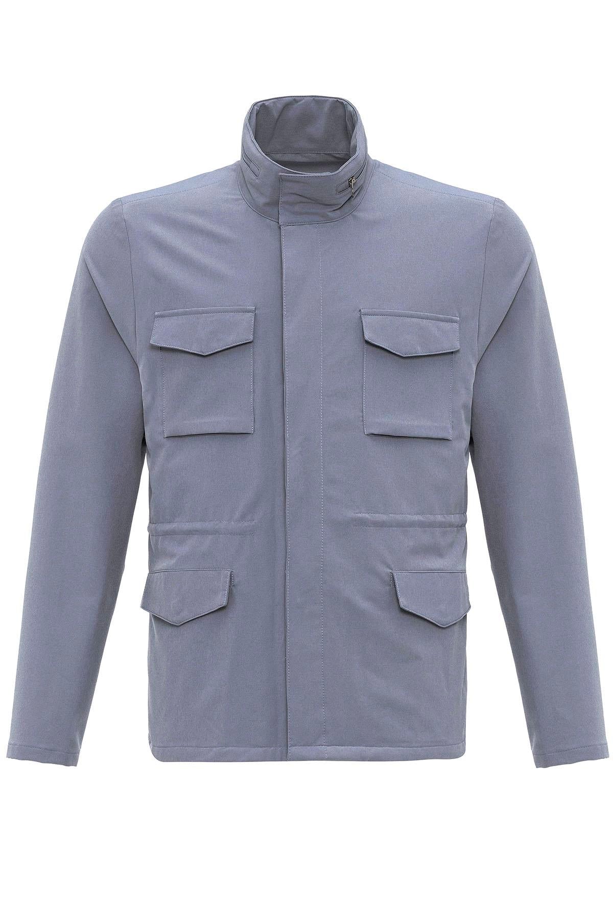 Men's Indigo Stand Collar Safari Jacket