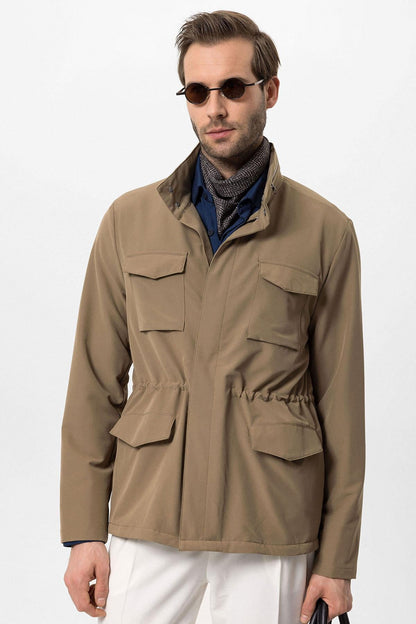 KOALA SYDNEY Men's Light Khaki Stand Collar Safari Jacket