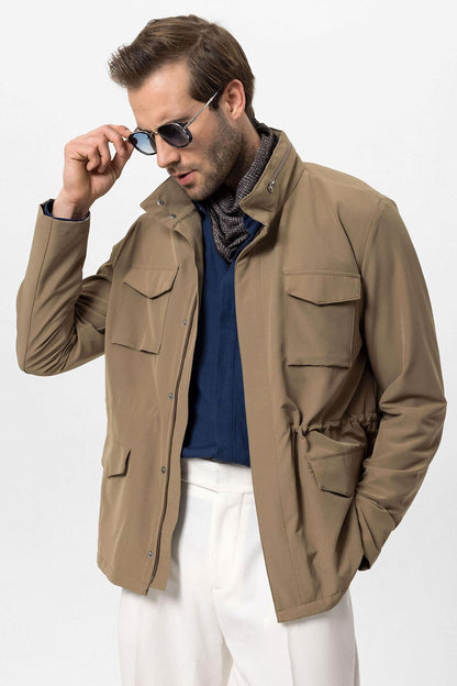KOALA SYDNEY Men's Light Khaki Stand Collar Safari Jacket