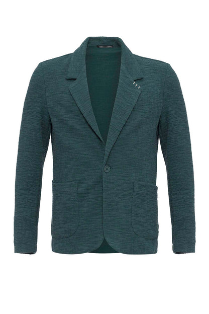 Men's Green Textured Plain Blazer