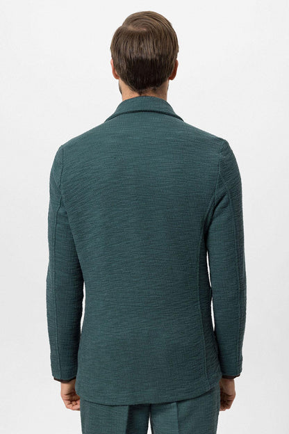 Men's Green Textured Plain Blazer