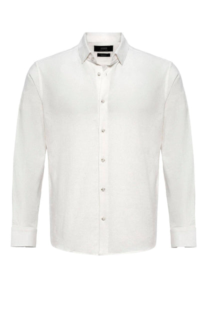 Men's White Textured Regular Fit Shirt