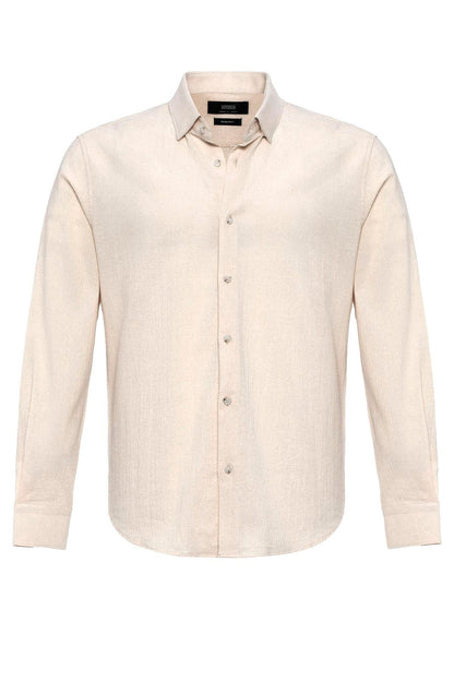Men's Ecru Textured Regular Fit Shirt
