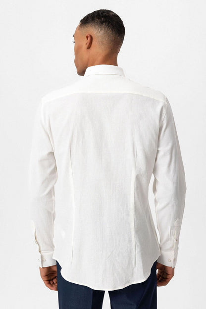 Men's White Textured Regular Fit Shirt -