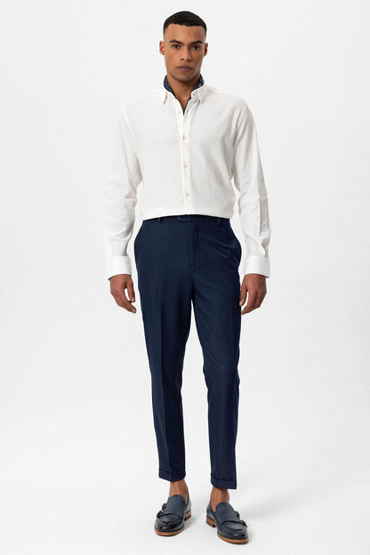 Men's White Textured Regular Fit Shirt