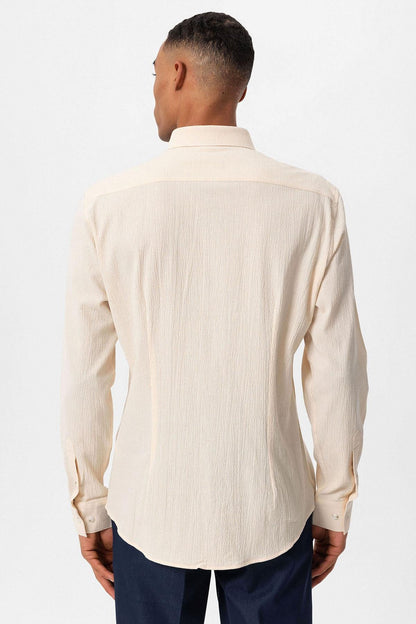 Men's Ecru Textured Regular Fit Shirt -