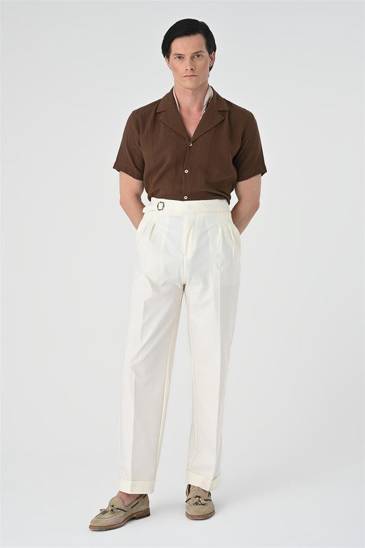KOALA SYDNEY  Men's Brown Woven Patterned Short Sleeve Shirt -