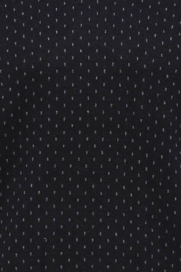 Dot Patterned V Neck Black Sweater