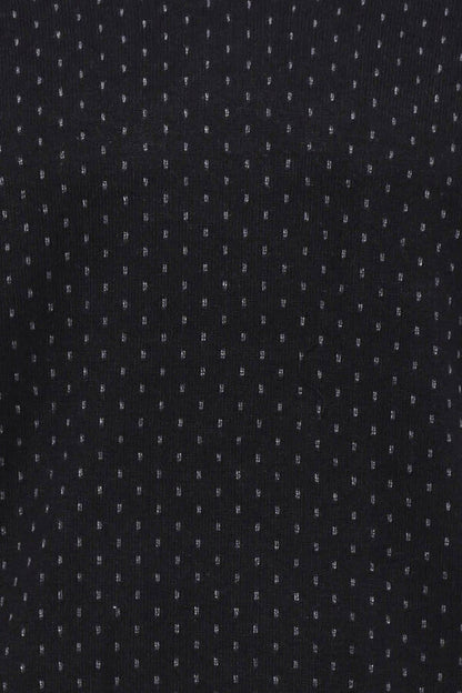 Dot Patterned V Neck Black Sweater