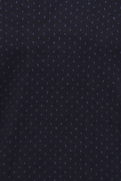Dot Patterned V Neck Navy Blue Sweater