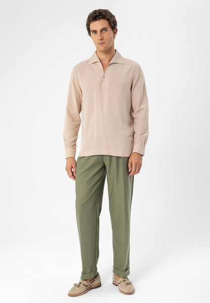 Men's Beige Button Detailed Shirt