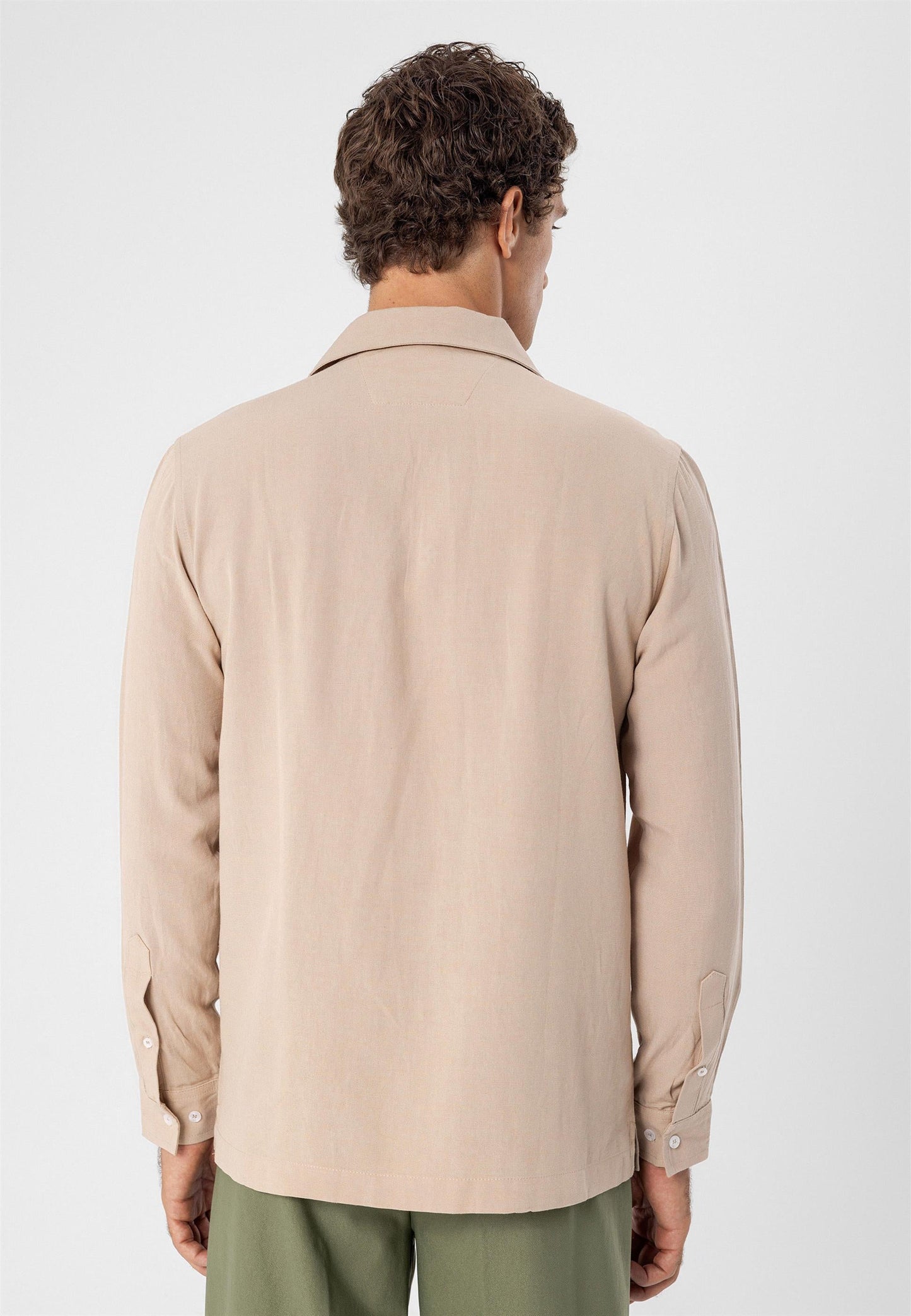 Men's Beige Button Detailed Shirt