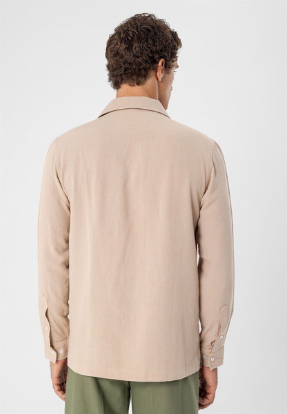 Men's Beige Button Detailed Shirt
