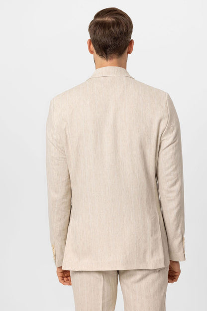 KOALA SYDNEY Men's Ecru-White Linen Blend Double-Breasted Jacket