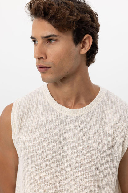 Men's Ecru Textured Tank Top