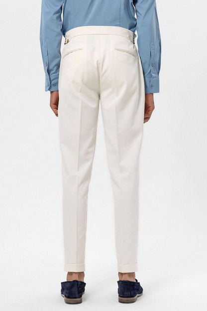 Men's Ecru High-Waist Regular Fit Pants