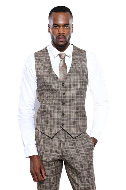 Checked Beige Vest