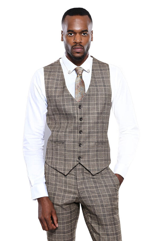 Checked Beige Vest