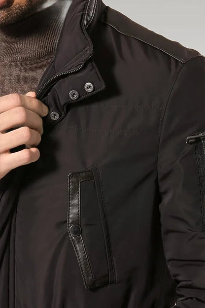 Leather Modeled Dark Brown Slim Fit Quilted Jacket
