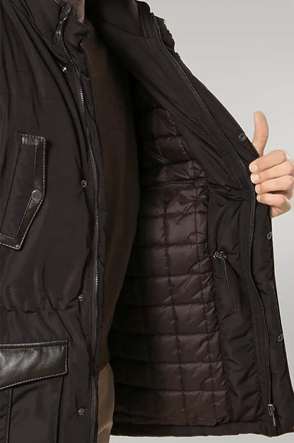 Leather Modeled Dark Brown Slim Fit Quilted Jacket