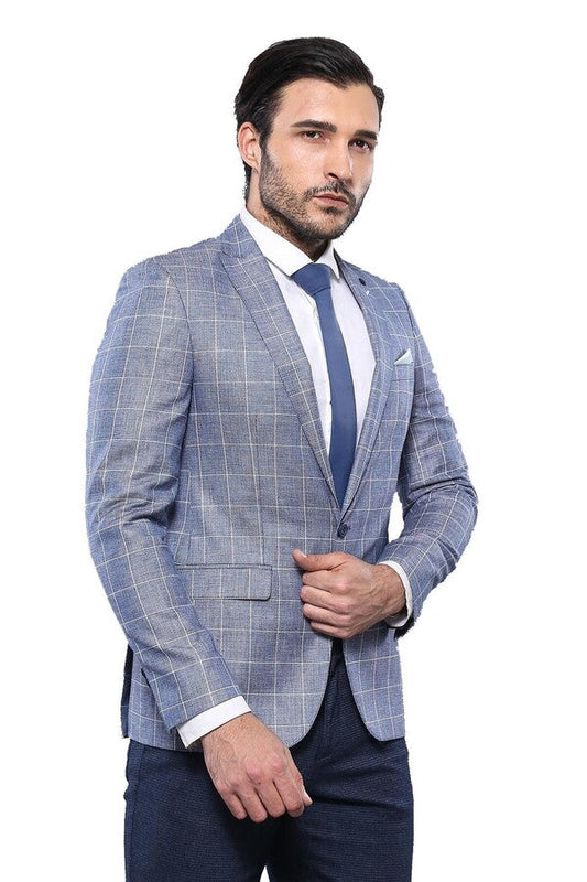 KOALA SYDNEY  Plaid Cotton Blue Sport Coat -