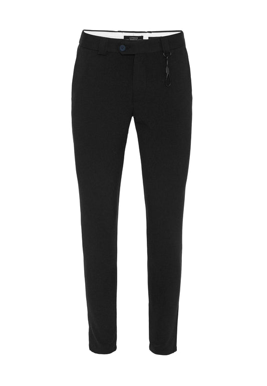 Men's Black Accessory Detail Slim Fit Trousers - Wessi