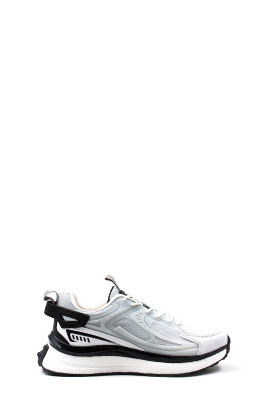 KOALA SYDNEY Men's White and Black Sporty Running Shoes with Mesh Detailing