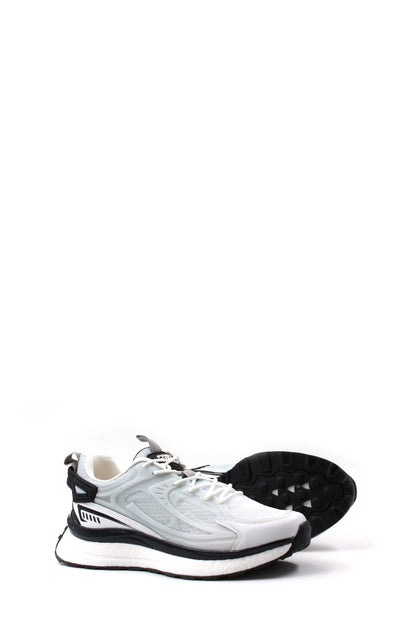 KOALA SYDNEY Men's White and Black Sporty Running Shoes with Mesh Detailing