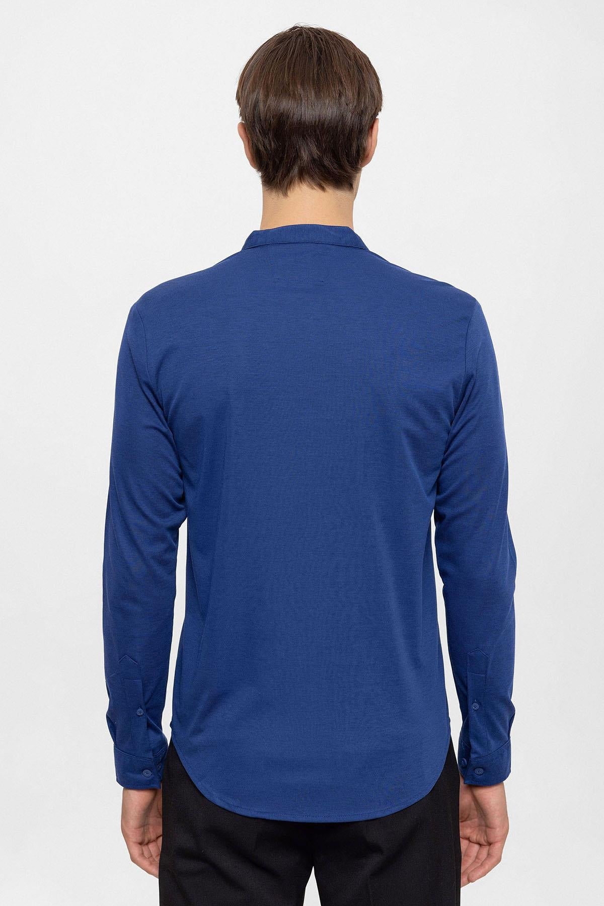 KOALA SYDNEY  Men's Sax Classic Collar Hidden Button Long Sleeve Slim Fit Shirt -