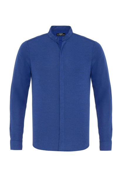 KOALA SYDNEY  Men's Sax Classic Collar Hidden Button Long Sleeve Slim Fit Shirt -