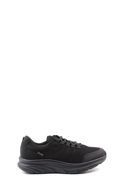 Men's Black Lace-Up Knit Sneakers with Cushioned Sole