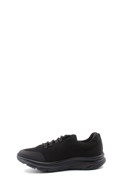 Men's Black Lace-Up Knit Sneakers with Cushioned Sole