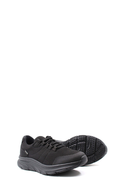 Men's Black Lace-Up Knit Sneakers with Cushioned Sole