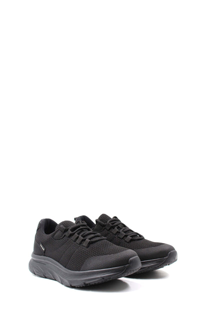 Men's Black Lace-Up Knit Sneakers with Cushioned Sole
