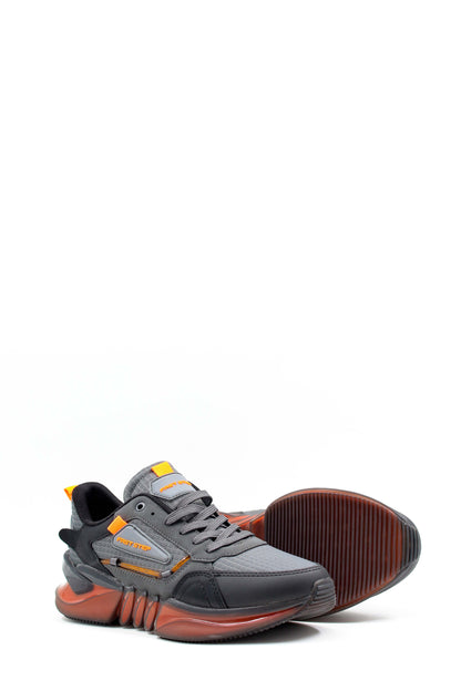 KOALA SYDNEY  Men's Grey and Orange Athletic Sneakers -