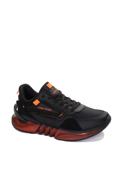 KOALA SYDNEY Black and Orange Athletic Sneakers with Mesh Upper