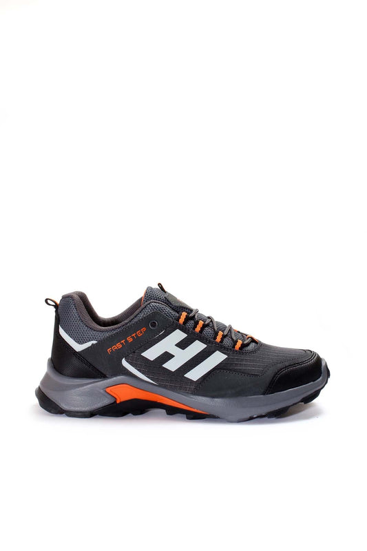 KOALA SYDNEY Men's Black and Gray Athletic Sneakers with Orange Accents